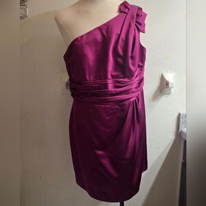 David's Bridal One-Shoulder Magenta Dress